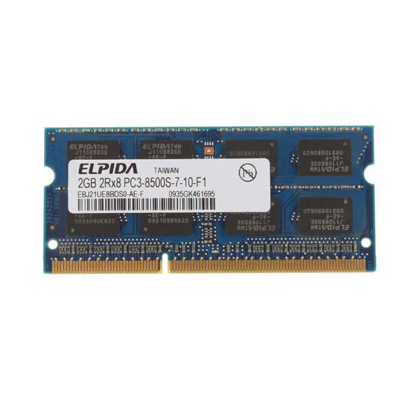 رم لپ تاپ elpida 2gb 2rx8 pc3-8500s-7-10-f1