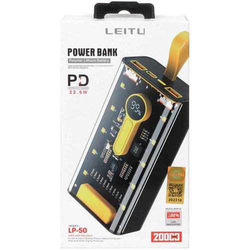 پاوربانک (PD و فست شارژ) Leitu 22.5W 20000mAh مدل LP-50