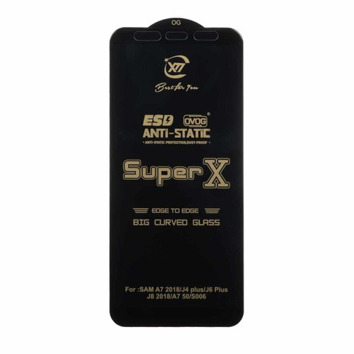 گلس گوشی سامسونگ شیشه ای Super X آنتی استاتیک Full Cover اورجینال برای Galaxy J4 Plus / A7 2018 A750 / J8 / J6 Plus