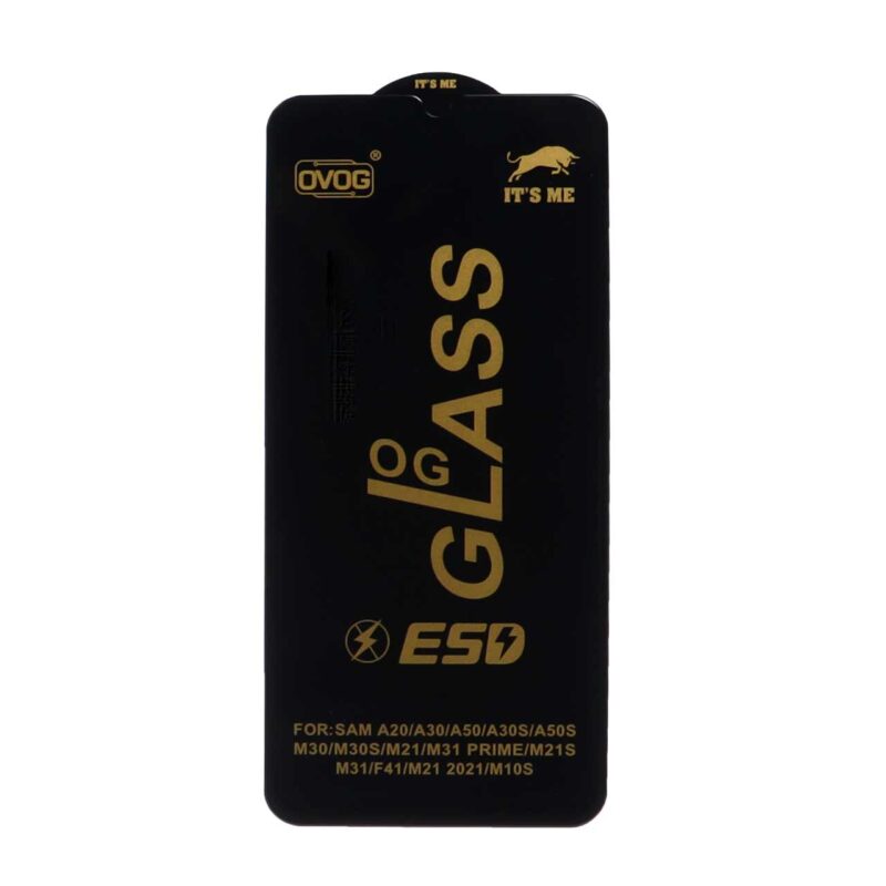 گلس گوشی سامسونگ شیشه ای OVOG درجه یک مدل Full Cover OG ESD اورجینال برای A20 / A30 / A30S / A50 / A50S / M10S / M21 / M30 / M30S / M31 / M31 Prime