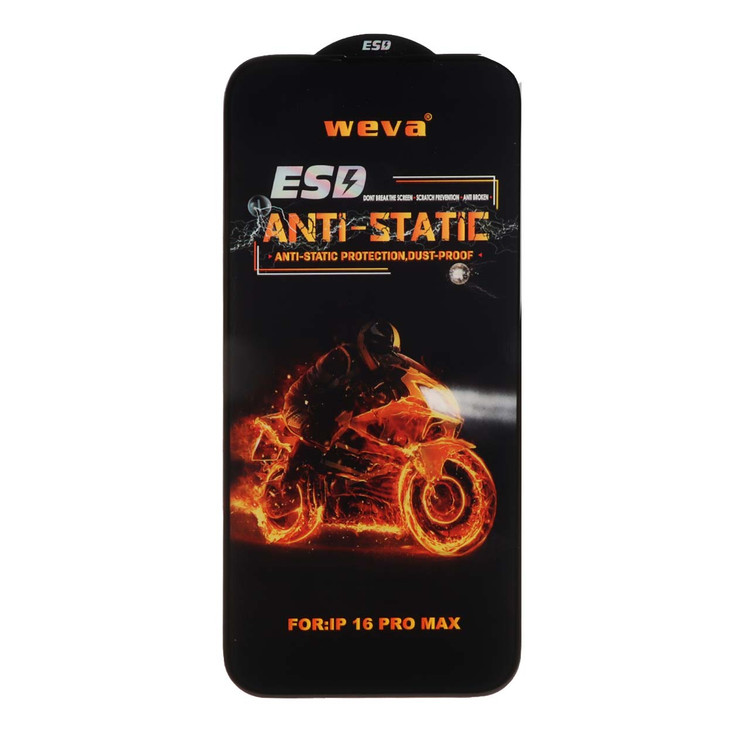 محافظ صفحه نمایش شیشه ای Full Cover ESD Anti Static – Weva مدل Apple iPhone 16 Pro Max