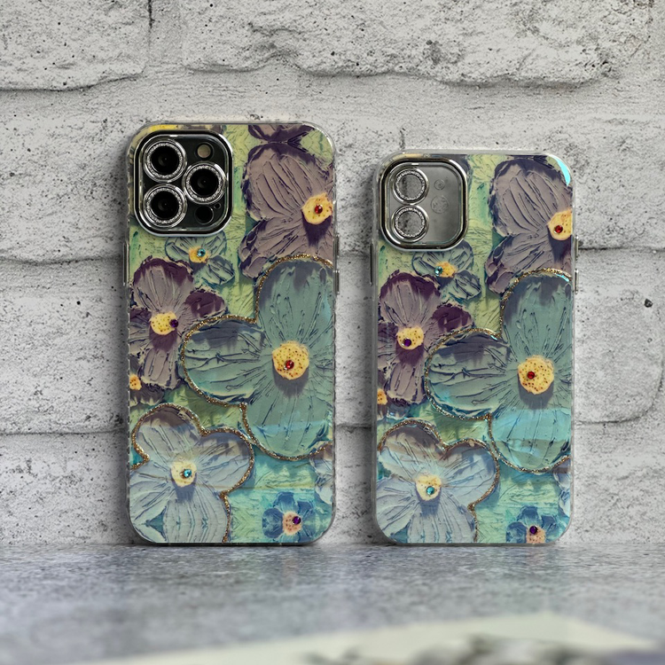 قاب گل آبرنگی رنگ آبی