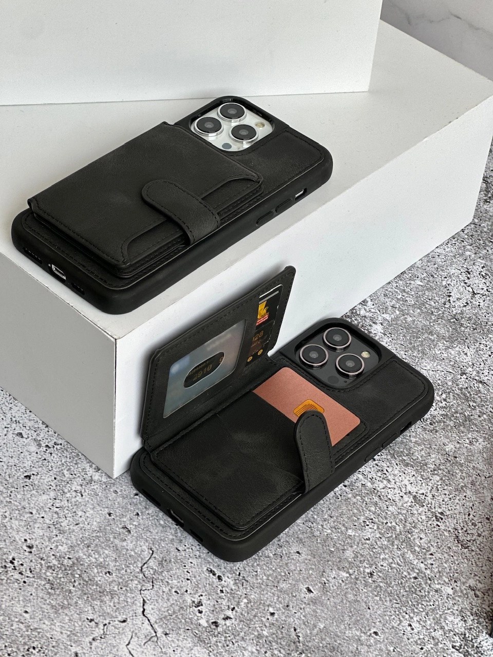 iPhone 16 Promax Edmonds Card Holder Black Leather