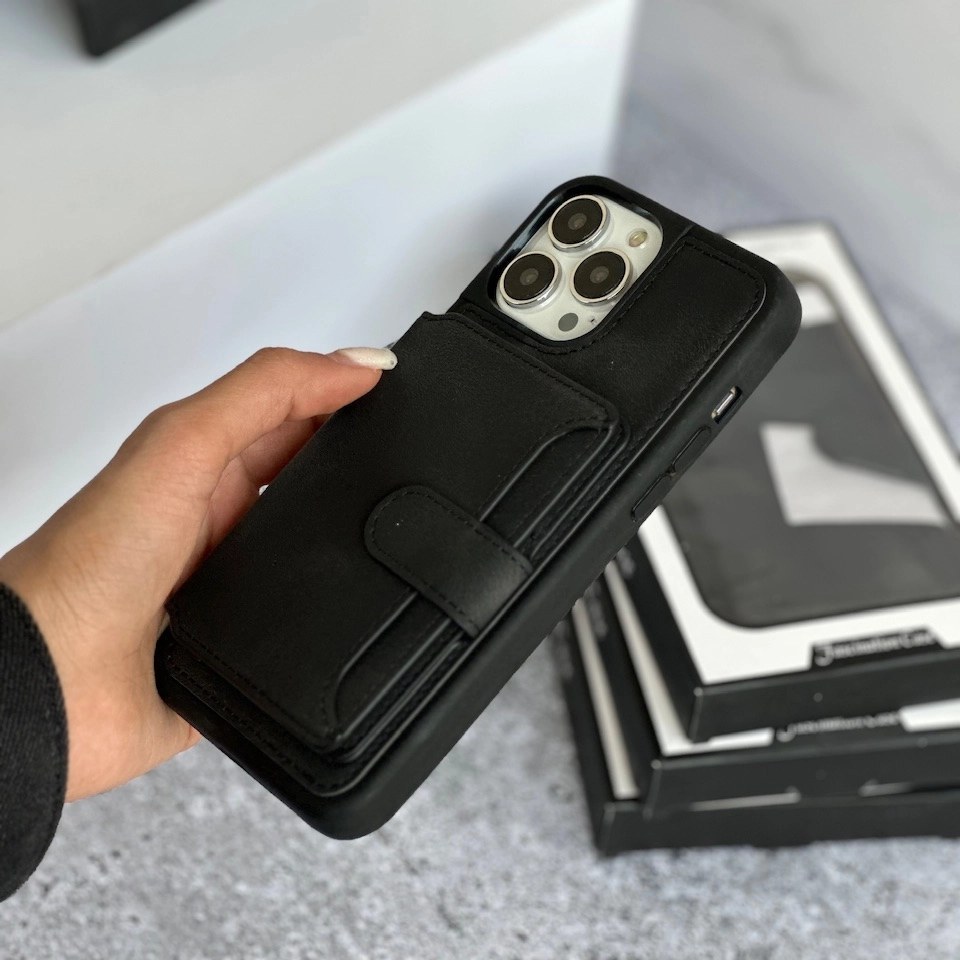 iPhone 16 Promax Edmonds Card Holder Black Leather