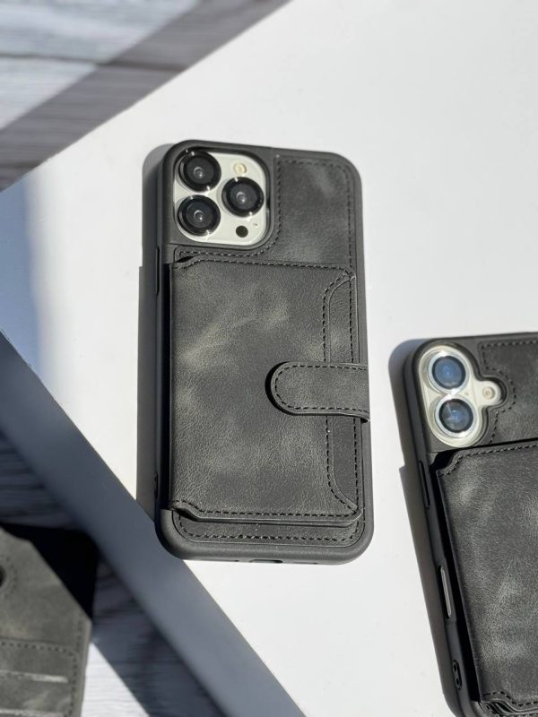 iPhone 16 Promax Edmonds Card Holder Black Leather