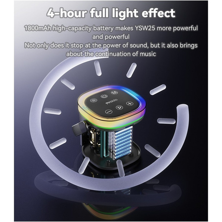 اسپیکر بلوتوثی شارژی Yesido مدل YSW25 ، دارای درگاه AUX، نورپردازی RGB