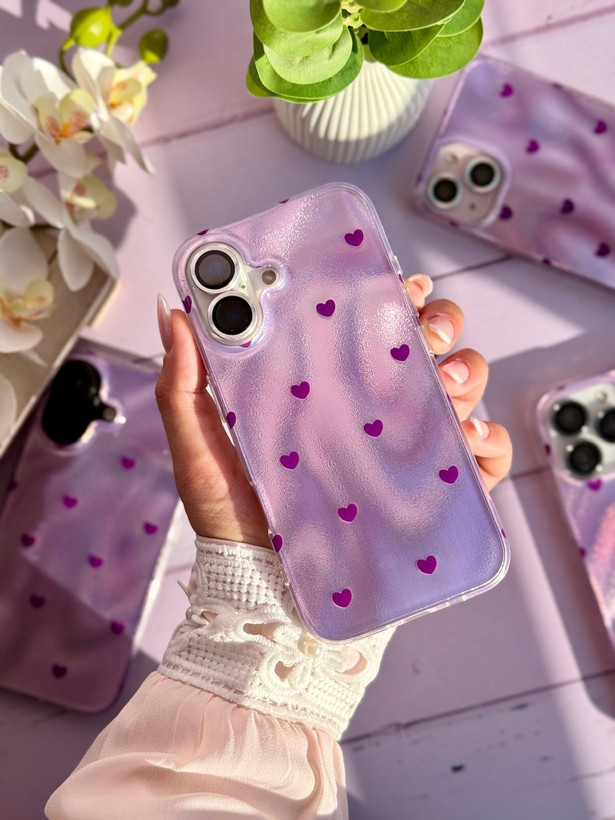 قاب گوشی آیفون مدل قلب بنفش - 16