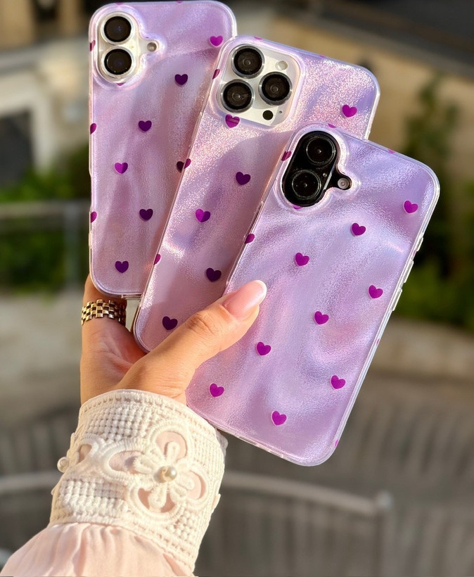 قاب گوشی آیفون مدل قلب بنفش - 16