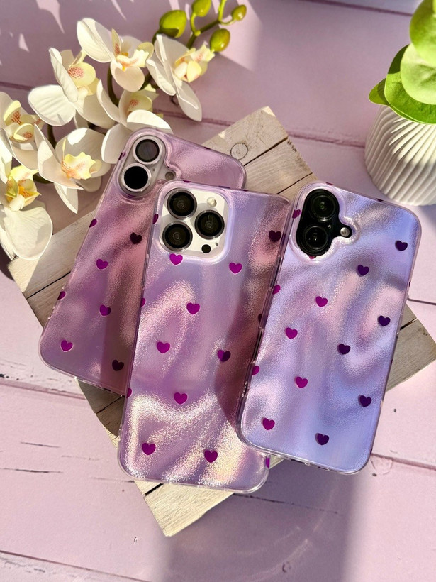 قاب گوشی آیفون مدل قلب بنفش - 16