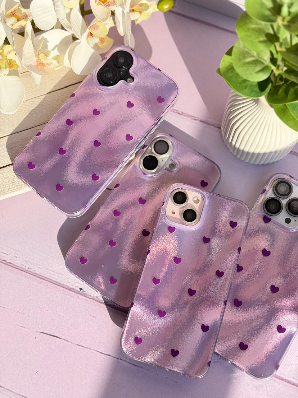 قاب گوشی آیفون مدل قلب بنفش - 16