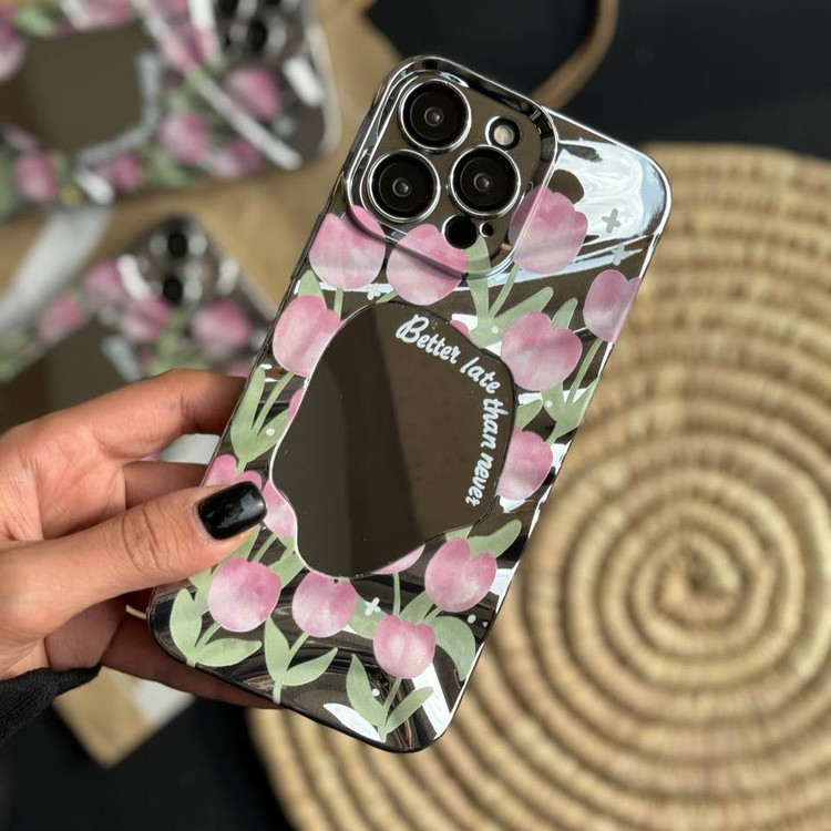 قاب گل لاله آینه ای بدون بند مناسب برای آیفون 12 پرومکس