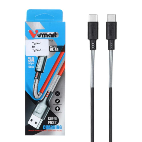 کابل شارژ فست V-Smart Type-C To Type-C مدل VS-65