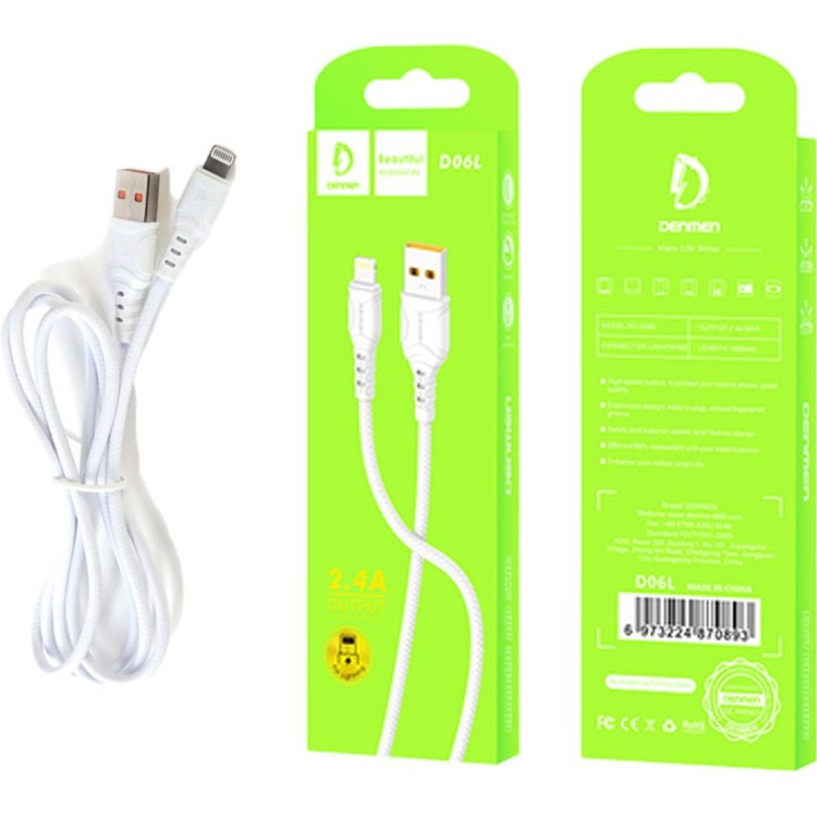 Lightning charging cable of Denmen brand, model D06L