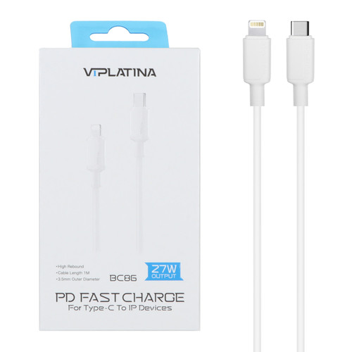 کابل شارژ فست VIPLATINA Type-C To Lightning مدل BC86 27W
