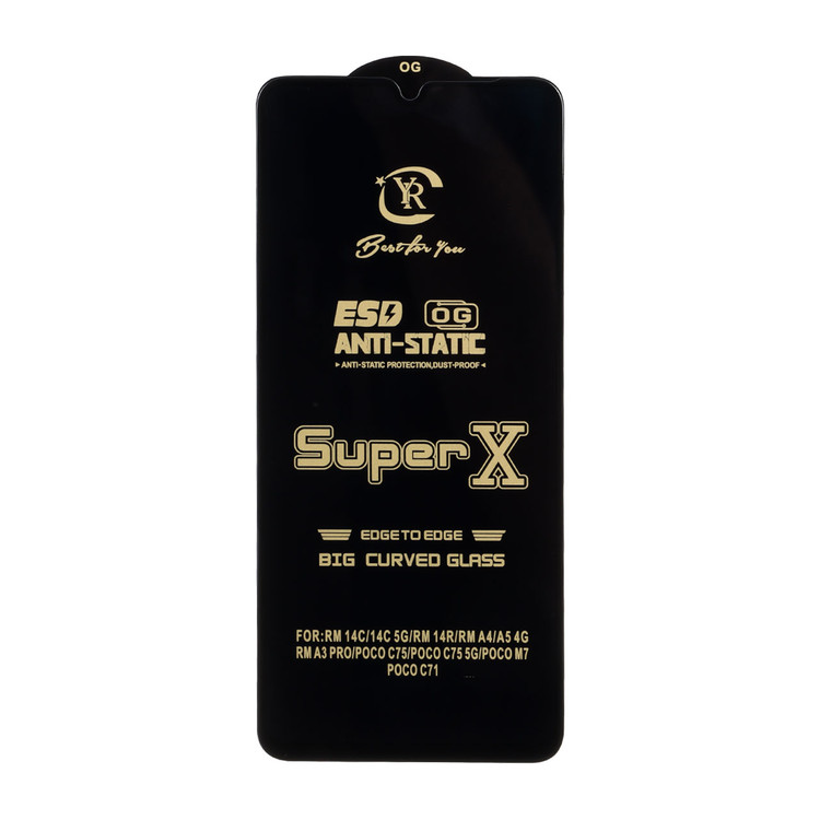 محافظ صفحه نمایش آنتی استاتیک Xiaomi Redmi 14C / Poco C75 / Poco C71 / Redmi A5 / Redmi A3 Pro / Redmi A4 - Full Cover Super X