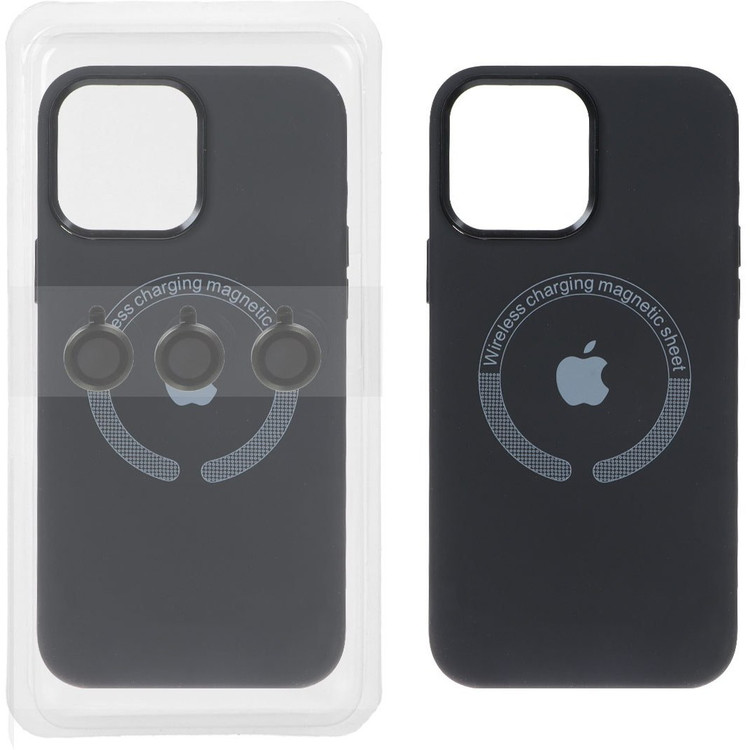 قاب سیلیکونی اورجینال Magsafe با ست محافظ لنز رینگی Apple iPhone 13 Pro Max
