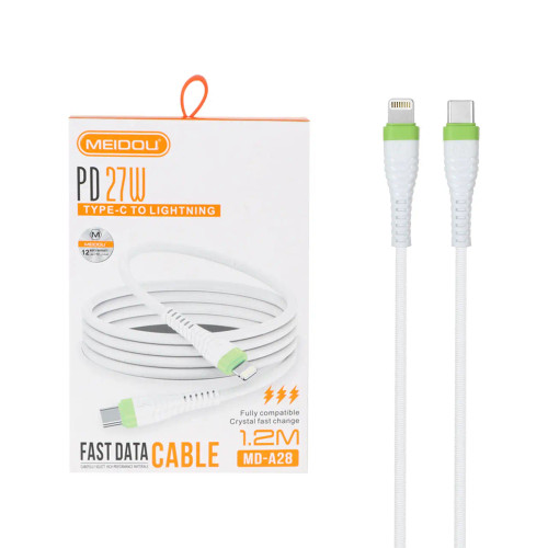 کابل شارژ 1.2 متری فست و Meidou Type-C To Lightning PD مدل MD-A28 27W