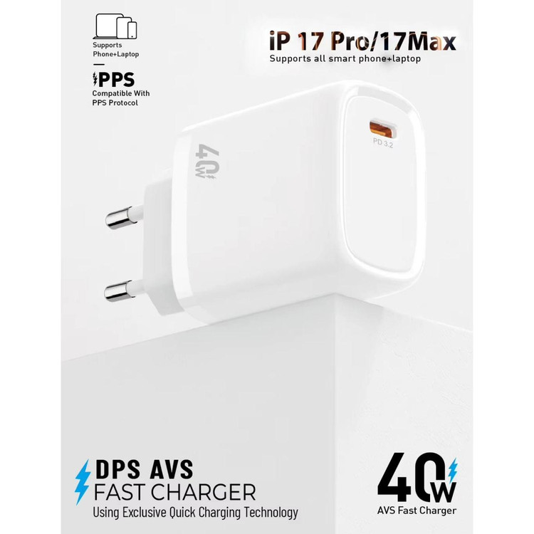 شارژر دیواری PD و فست تک پورت Beniuse مدل BE-CH05 40W