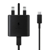 شارژر دیواری 45 وات سامسونگ مدل EP-T4510، اتصال سه پین، درگاه خروجی USB-C، به همراه کابل USB-C، دارای قابلیت شارژ سریع، تکنولوژی شارژ PD 1.0