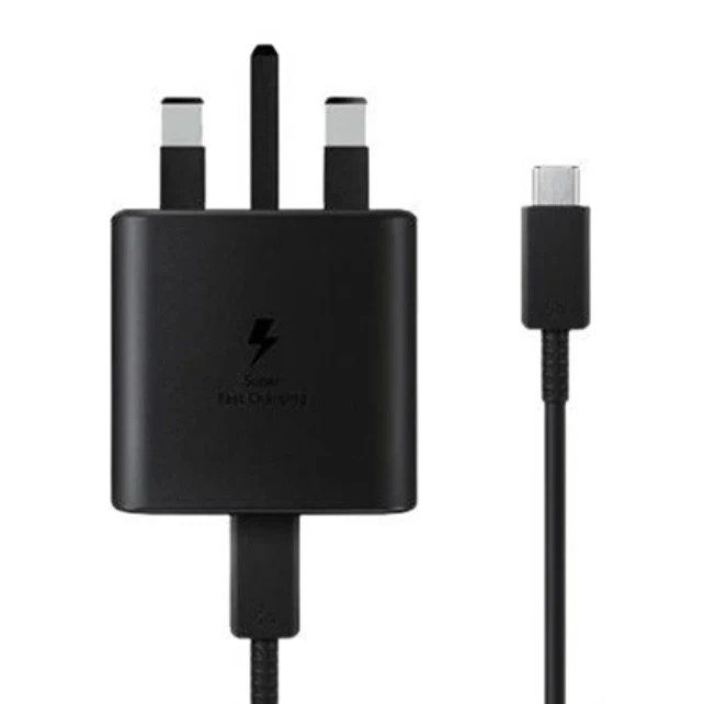 شارژر دیواری 45 وات سامسونگ مدل EP-T4510، اتصال سه پین، درگاه خروجی USB-C، به همراه کابل USB-C، دارای قابلیت شارژ سریع، تکنولوژی شارژ PD 1.0