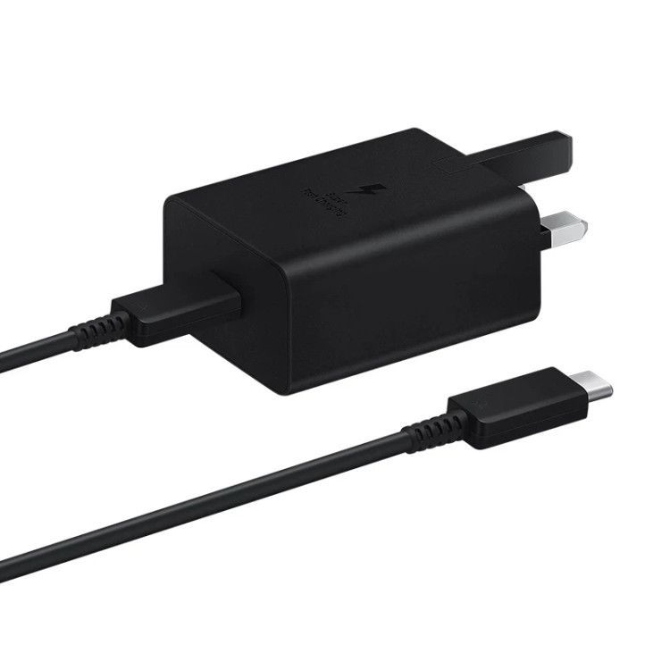 شارژر دیواری 45 وات سامسونگ مدل EP-T4510، اتصال سه پین، درگاه خروجی USB-C، به همراه کابل USB-C، دارای قابلیت شارژ سریع، تکنولوژی شارژ PD 1.0